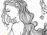 Coloring Pages Girl Adult Coloring Page Fantasy Moon and Stars Girl Line Art