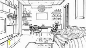 Coloring Pages Living Room Living Room with A Luminous Ball Coloring Page