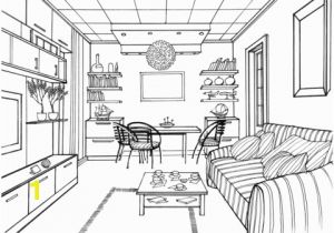 Coloring Pages Living Room Living Room with A Luminous Ball Coloring Page