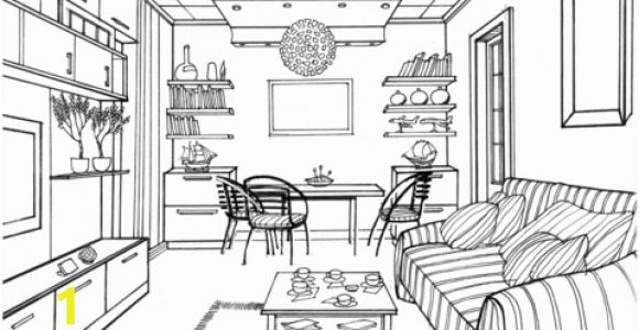 Coloring Pages Living Room Living Room with A Luminous Ball Coloring Page