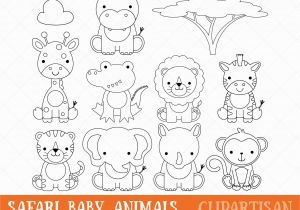 Coloring Pages Of Baby Zoo Animals Safari Baby Animals Clipart Digital Stamps Coloring Page