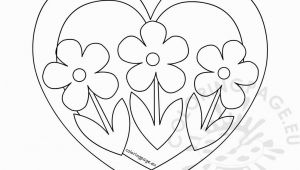 Coloring Pages Of Hearts and Flowers Heart with Three Flowers Coloring Page – Coloring Page