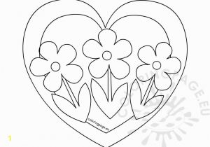 Coloring Pages Of Hearts and Flowers Heart with Three Flowers Coloring Page – Coloring Page