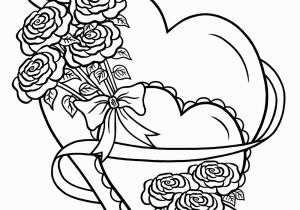 Coloring Pages Of Hearts and Flowers Love Simple Heart with Flowers Anti Stress Adult