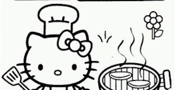 Coloring Pages Of Hello Kitty and Friends Hello Kitty Bbq Coloring Page