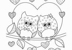 Coloring Pages Printable Valentine S Day Owls In Love with Hearts Coloring Page • Free Printable