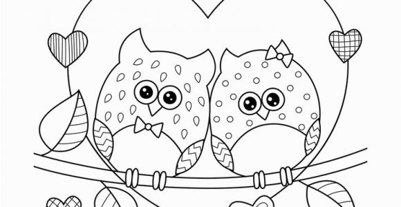 Coloring Pages Printable Valentine S Day Owls In Love with Hearts Coloring Page • Free Printable