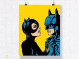 Comic Book Wall Mural Batman and Catwoman Customizable Ic Book Illustration