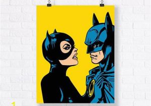 Comic Book Wall Mural Batman and Catwoman Customizable Ic Book Illustration