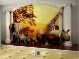 Commercial Wall Murals Kids Wall Paper Sunset forest Animals Nature Wallpaper Mural