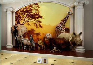 Commercial Wall Murals Kids Wall Paper Sunset forest Animals Nature Wallpaper Mural