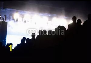 Concert Crowd Wall Mural Stage Lights Concert Scene with Crowd In foreground Stage