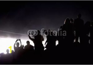 Concert Crowd Wall Mural Stage Lights Concert Scene with Crowd In foreground Stage