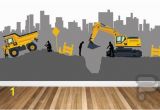 Construction Site Wall Mural Construction Site Wall Decal Boys Wall Mural Digger Machine Mural