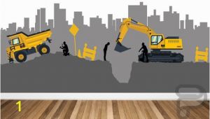 Construction Site Wall Mural Construction Site Wall Decal Boys Wall Mural Digger Machine Mural