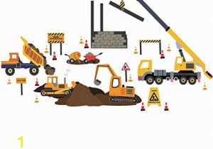 Construction Site Wall Mural Construction Site Wall Decals Removable and Reusable Eco Friendly Construction Vehicle Wall Sticker