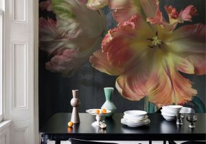 Contemporary Wall Murals Interior Bursting Flower Still Mural by Emmanuelle Hauguel