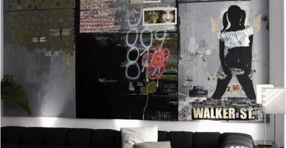 Contemporary Wall Murals Interior Man Cave Interiors Cool Bachelor Pad Living Room with Wall Art