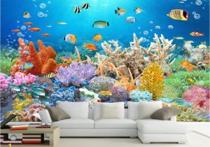 Coral Reef Wall Mural Großhandel Benutzerdefinierte Einzelhandel Korallenriff Goldfisch Tank Hd Tv Hintergrund Wand Meer Low World Coral Hundred Fish Picture Mural Von