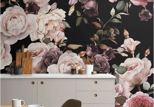 Create Wall Mural From Photo Purple and Pink Dark Floral Wallpaper Mural