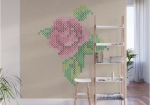 Cross Stitch Wall Mural Rose Cross Stitch Wall Mural by Bettysue