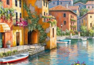 Cross Stitch Wall Mural Village the Water Mural Wallpaper In 2020