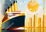 Cruise Ship Wall Mural Art Deco Ship Vector Illustration Passenger Liner In Ocean