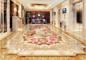 Custom Floor Tile Murals Custom 3d Floor Murals Imitation Marble Flower Pattern Luxury Living