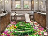 Custom Floor Tile Murals Custom 3d Floor Wallpaper Flowers Road Bathroom Kitchen Bedroom