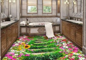 Custom Floor Tile Murals Custom 3d Floor Wallpaper Flowers Road Bathroom Kitchen Bedroom