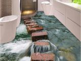 Custom Floor Tile Murals Custom 3d Floor Wallpaper Modern Art River Stones Bathroom Floor