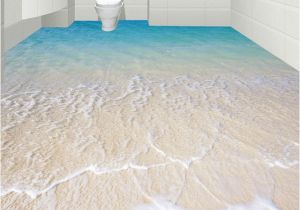 Custom Floor Tile Murals Custom Self Adhesive Floor Mural Wallpaper Modern Beach Seawater 3d