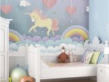 Custom Map Wall Murals by Wallpapered Pink Unicorn Rainbow Nursery Wallpaper Mural I Believe In Unicorns Girls Playroom Wall Covering I Love Unicorns Wallpaper