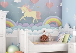 Custom Map Wall Murals by Wallpapered Pink Unicorn Rainbow Nursery Wallpaper Mural I Believe In Unicorns Girls Playroom Wall Covering I Love Unicorns Wallpaper