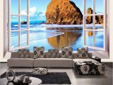 Custom Printed Wall Murals Custom Wallpaper 3d Stereoscopic Window Beach Scenery Living Room Tv Background Wall Mural Print Wallpaper Papel Pintado