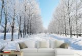 Custom Size Wall Murals Custom Size 3d Wall Murals Wallpaper Winter Snow Tree Road Living