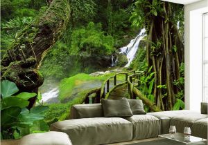 Custom Wall Mural From Photo Custom Wallpaper Murals 3d Hd Nature Green forest Trees Rocks