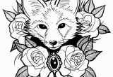 Cute Animal Coloring Pages for Adults Cute Fox with Roses