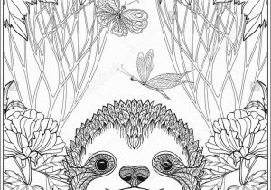 Cute Animal Coloring Pages for Adults Cute Sloth In forest Coloring Page for Adults