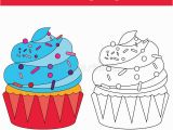 Cute Cupcake Coloring Pages Coloring Page with Cupcake Stock Vector Illustration Of