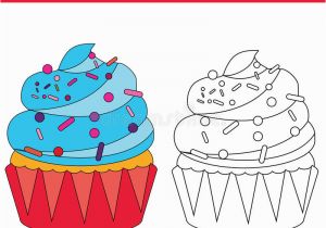 Cute Cupcake Coloring Pages Coloring Page with Cupcake Stock Vector Illustration Of