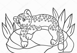 Cute Little Baby Animal Coloring Pages Coloring Pages Little Cute Baby Jaguar On the Stone — Stock Vector