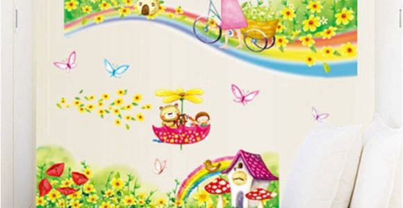 Daycare Murals Zs Sticker Rainbow Road Wall Stickers for Kids Rooms Daycare Wall