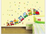 Daycare Wall Murals Animal Circus Train Wall Sticker Decal Kids Children Bedroom Daycare