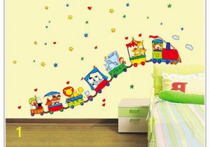 Daycare Wall Murals Animal Circus Train Wall Sticker Decal Kids Children Bedroom Daycare