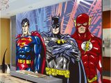 Dc Comics Wall Murals Custom 3d Wall Murals Batman Superman Flash Wallpaper Ics Photo