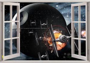 Death Star Wall Mural Star Wars Death Star 3d Okno Zobacz Kalkomania Åcienna