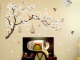 Decal Wall Art Mural Chinese Style Plum Tree Plants Flower Bird Cage Bedroom Background Decorative Stickers Home Wall Stickers Decal Art Mural Wall Decals Home Wall Decals