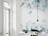 Decorating with Wall Murals Blue Vintage Spring Floral Wallpaper Watercolor Wallpaper