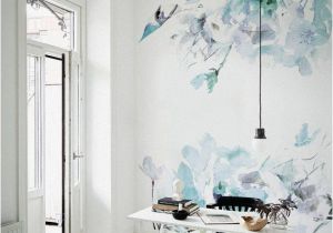 Decorating with Wall Murals Blue Vintage Spring Floral Wallpaper Watercolor Wallpaper